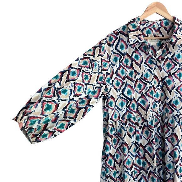 Anthropologie Maeve The Bettina Tiered Maxi Shirt Dress Sz XL Geometric Print - Picture 9 of 12